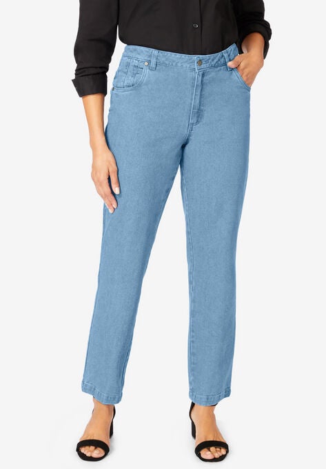 Classic Cotton Denim Straight Jeans, LIGHT WASH, hi-res image number null