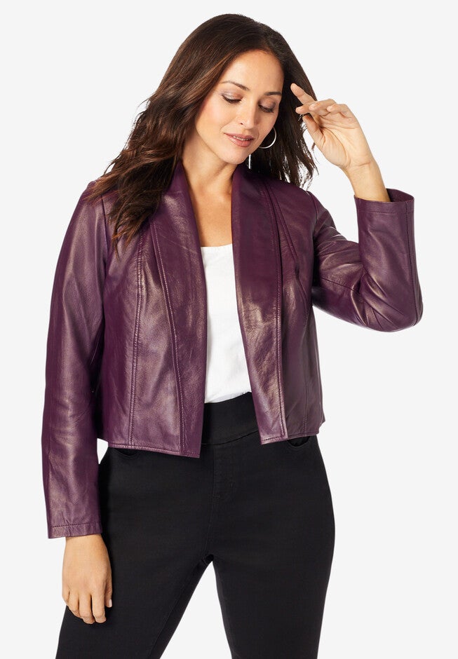 Leather Shrug, DARK BERRY, hi-res image number 0