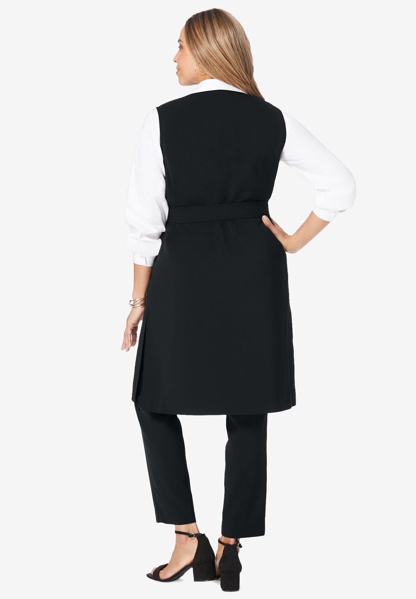 Bi-Stretch Tie-Front Gilet, , on-hover image number 1