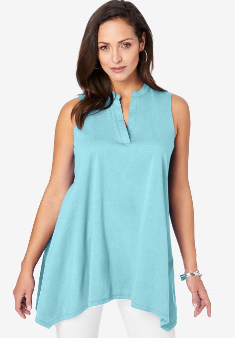 Shark Bite Hem Tunic, LIGHT AQUA, hi-res image number null