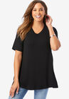 V Neck Swing Tunic, BLACK, hi-res image number null