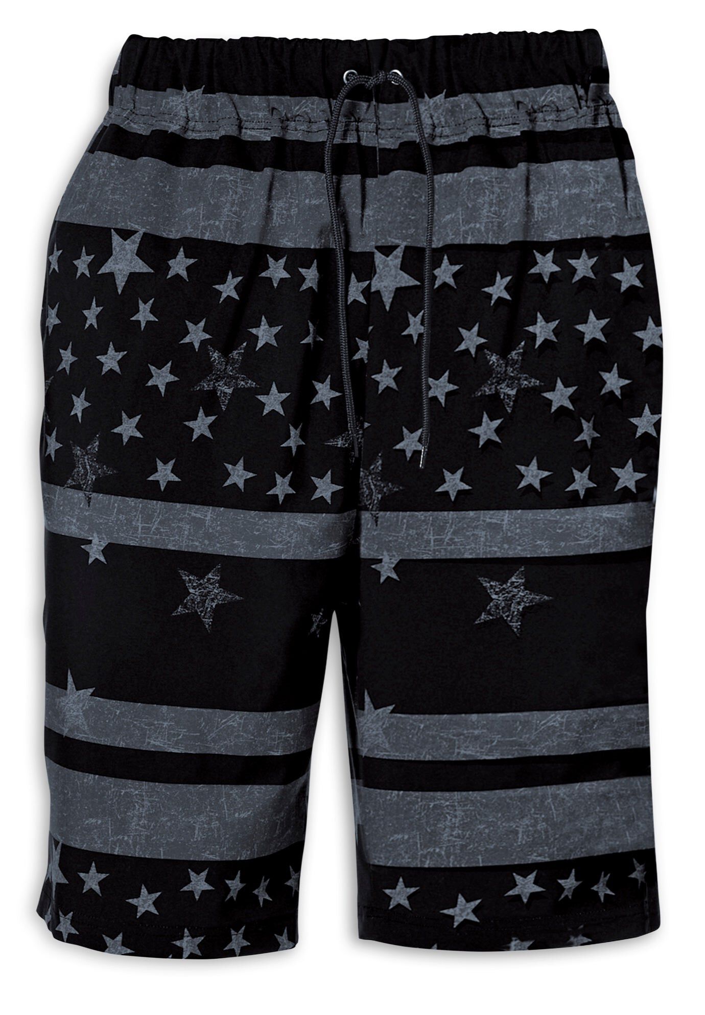 Basic 8 inches 4-way Flex Swim Trunk, BLACK GREY FLAG, hi-res image number 0