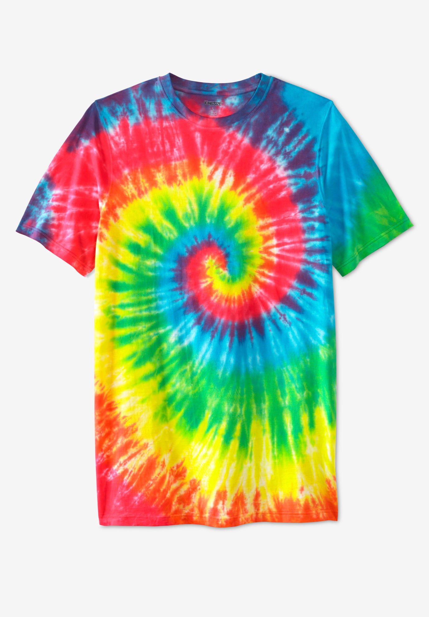 Lightweight Longer-Length Tie-Dye Crewneck Tee, RAINBOW TIE DYE, hi-res image number 0