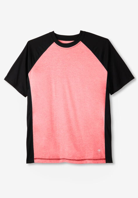 Raglan Sleeve Swim Shirt, HEATHER RED BLACK, hi-res image number null