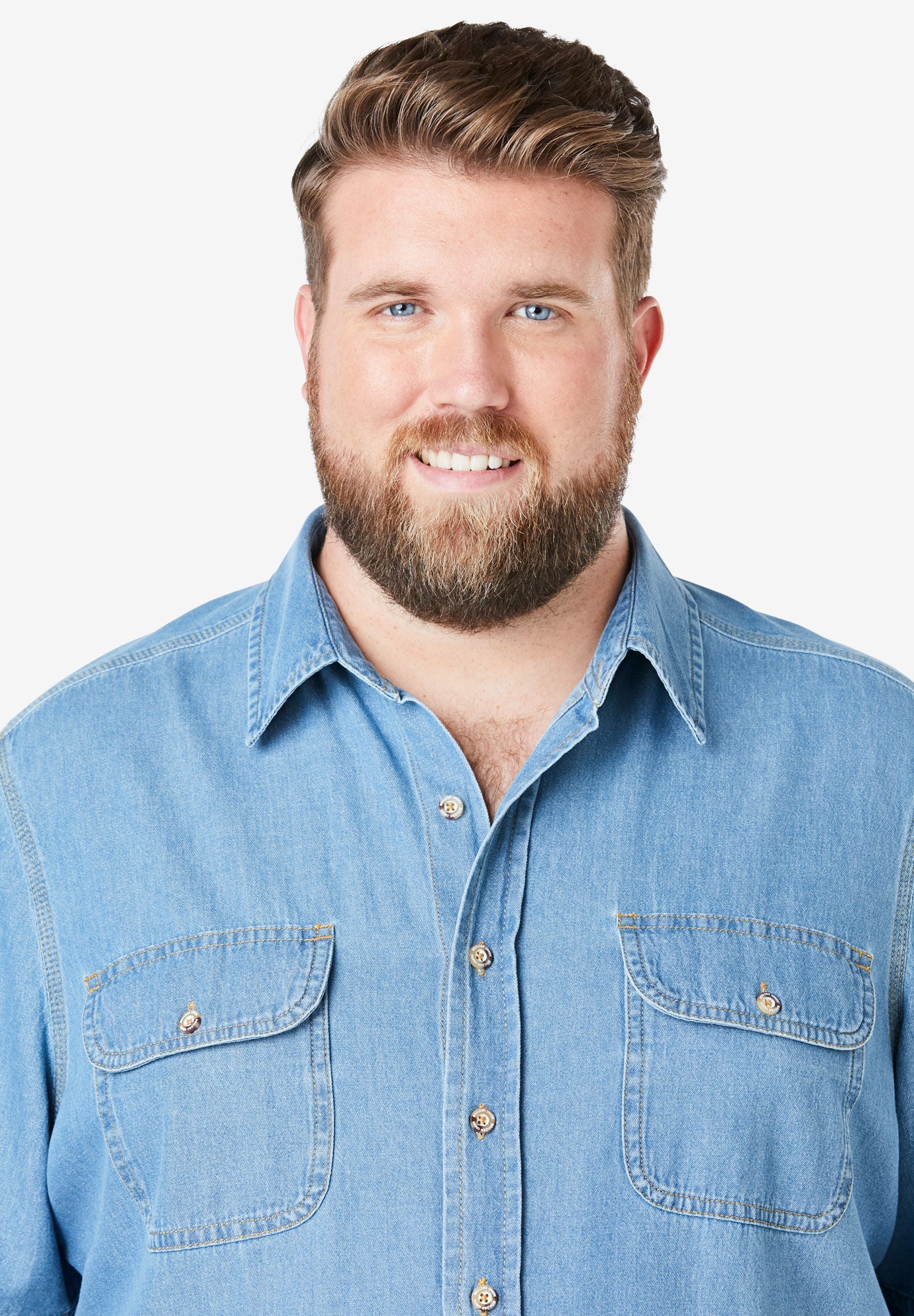 Short Sleeve Denim and Twill Shirt, , alternate image number 3