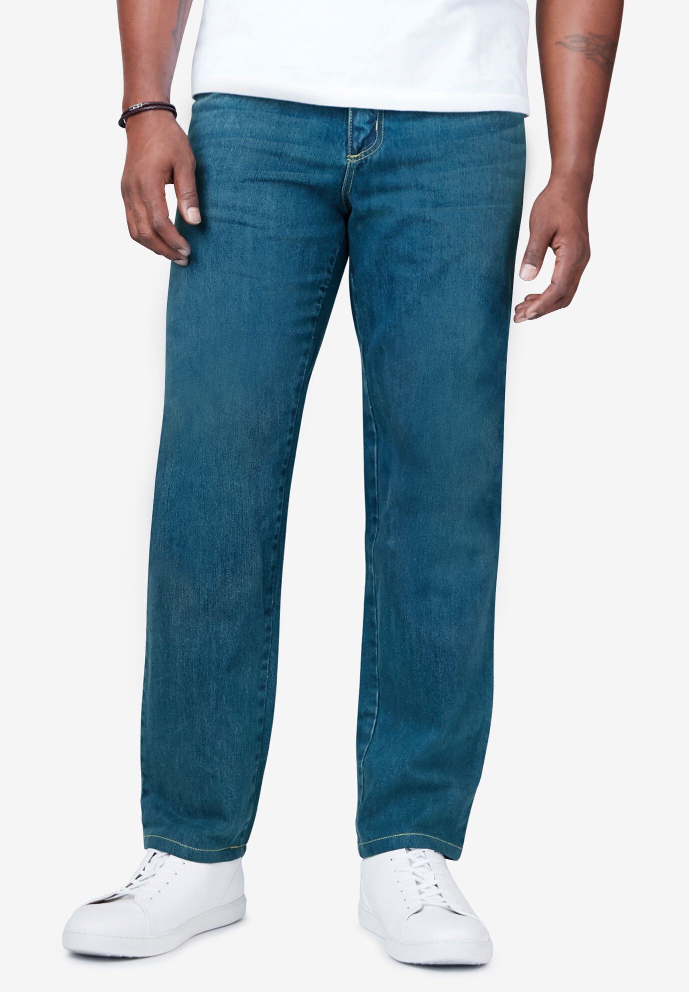Straight-Fit Stretch 5-Pocket Jeans, LIGHT WASH, hi-res image number 0