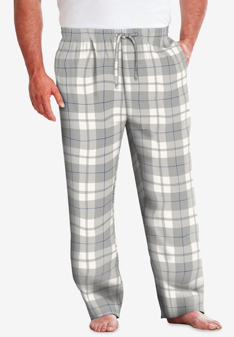 Flannel Plaid Pajama Pants, LIGHT GREY PLAID, hi-res image number null