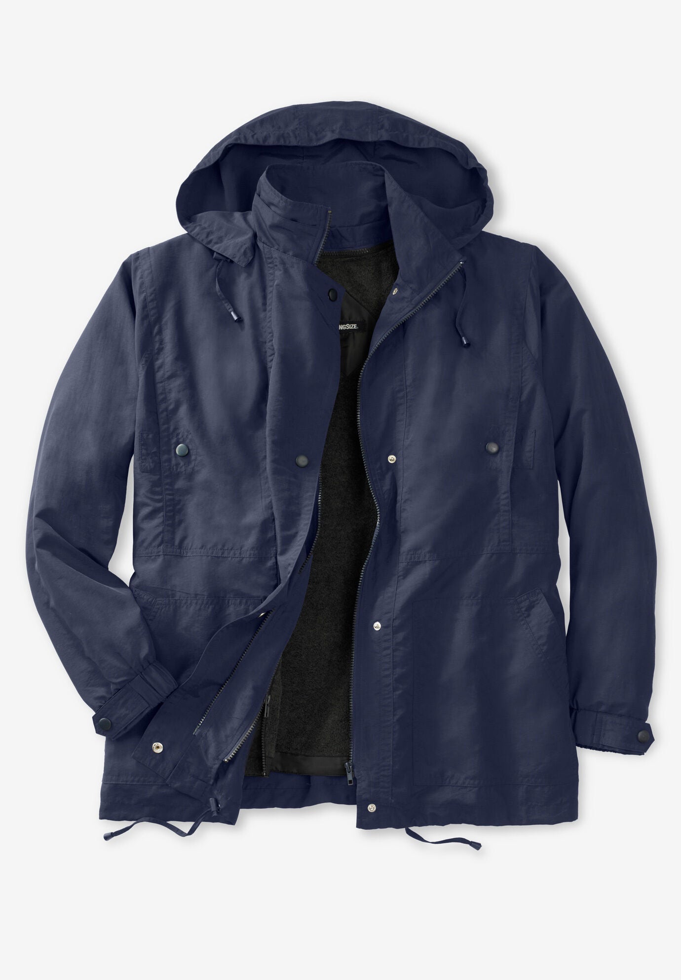 Fleece-lined Taslon&reg; Anorak, NAVY, hi-res image number 0