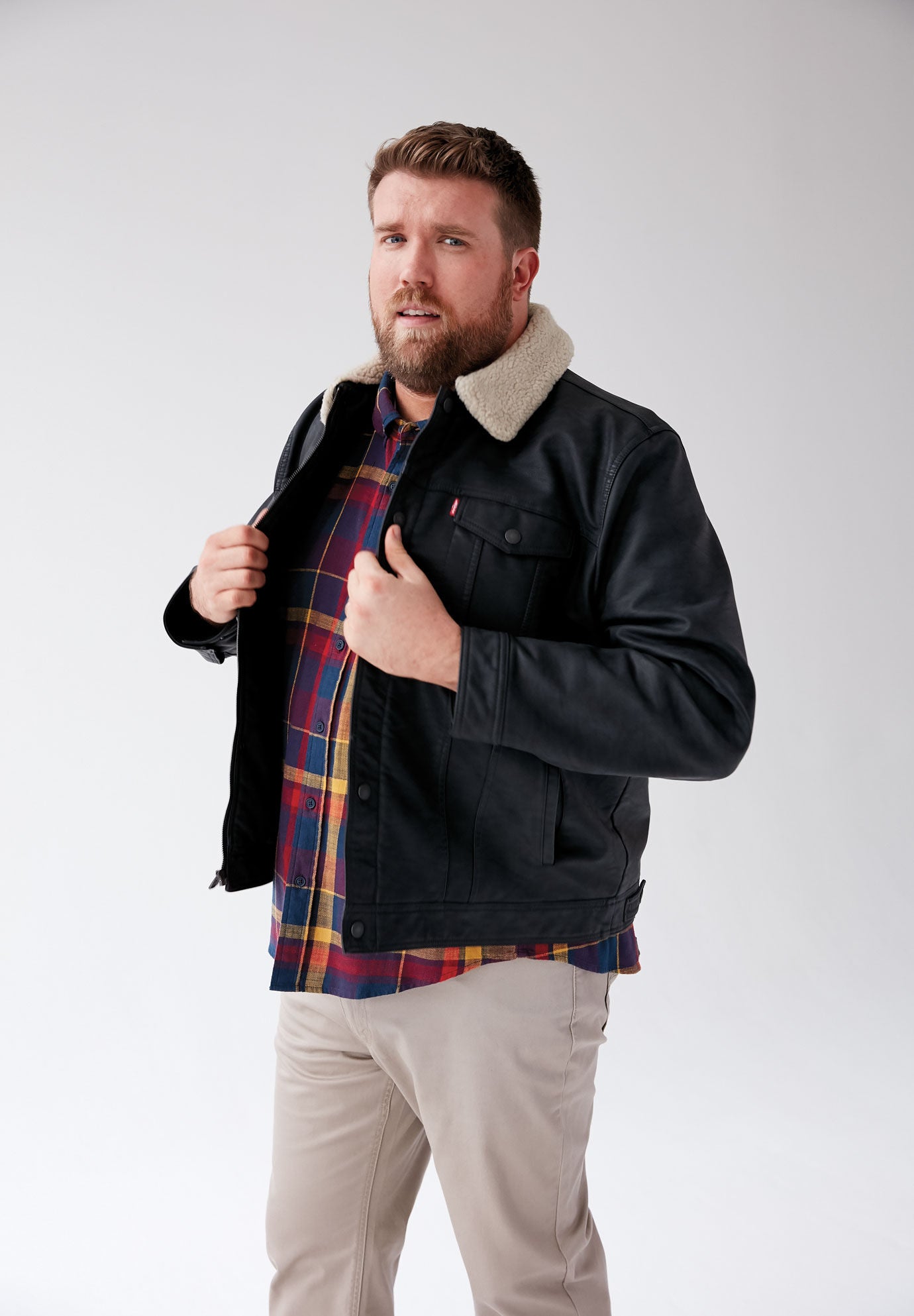 levi's classic faux leather trucker jacket