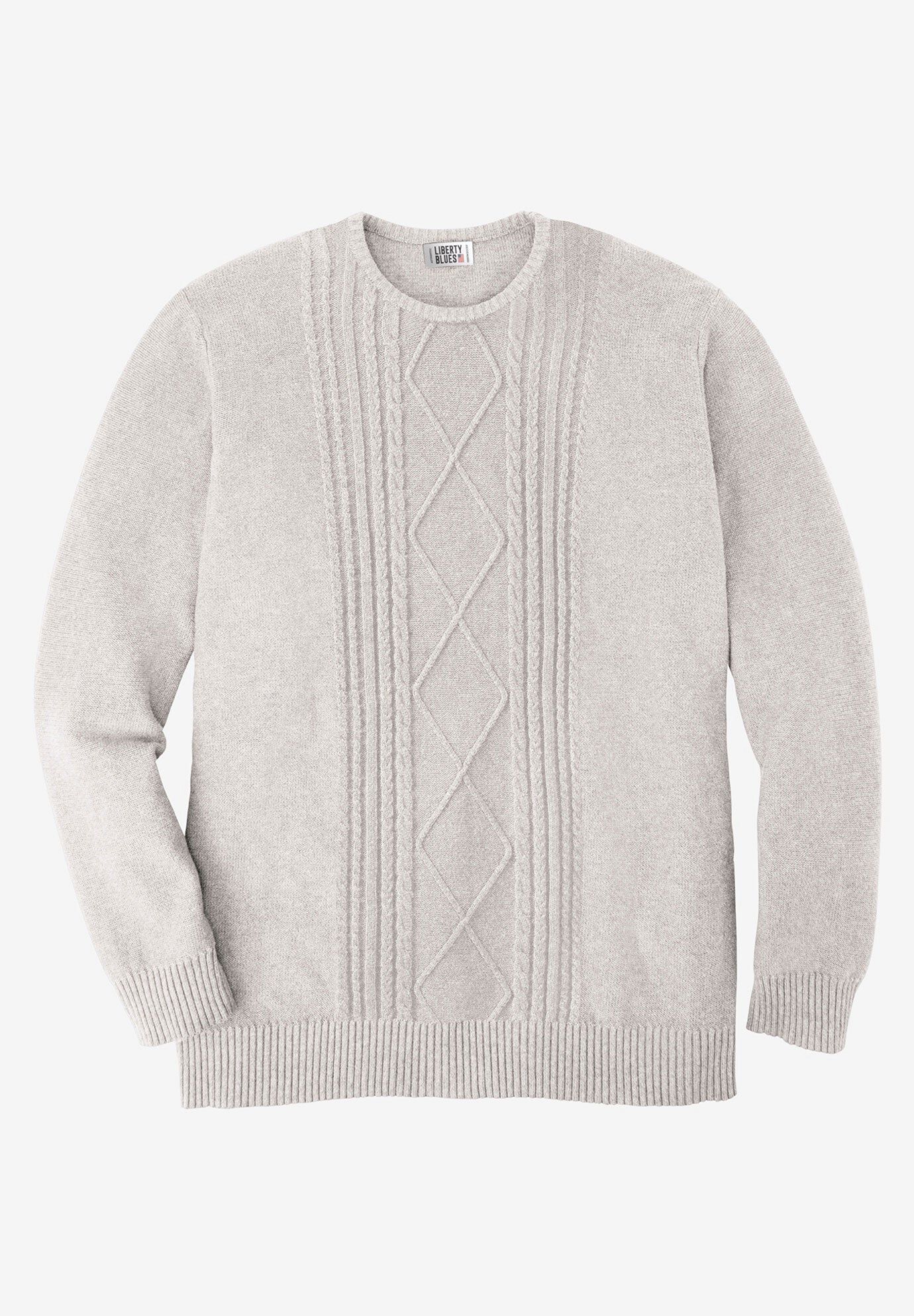 Crewneck Cable Knit Sweater, SAND STONE, hi-res image number 0
