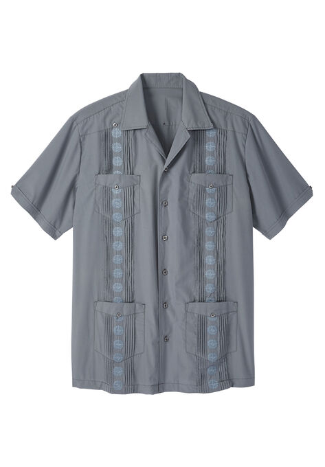 KS Island™ Short-Sleeve Guayabera Shirt, GUNMETAL, hi-res image number null