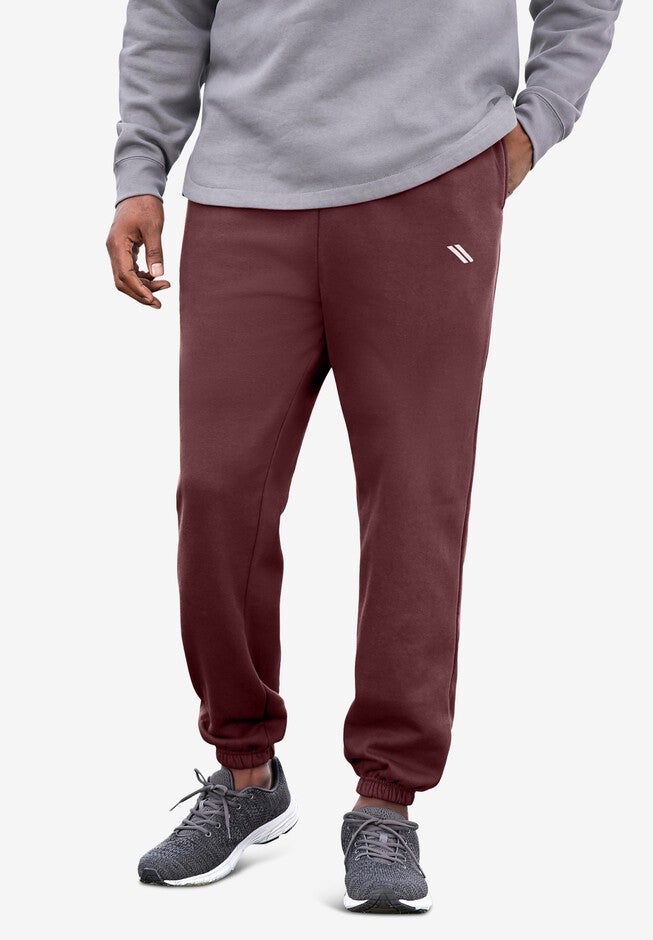 Wicking Fleece Elastic Cuff Pants , HEATHER DEEP BURGUNDY, hi-res image number null