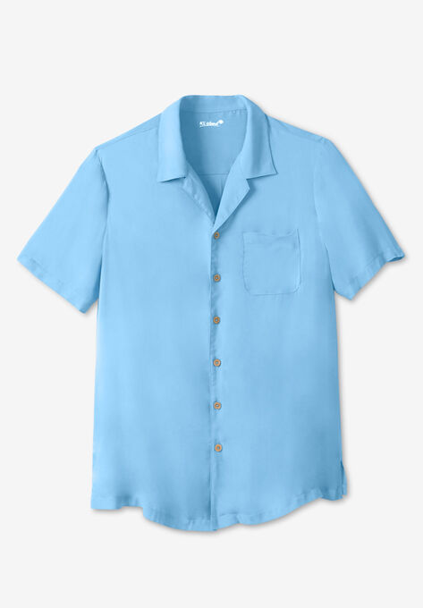 KS Island Solid Rayon Short-Sleeve Shirt, MARINA BLUE, hi-res image number null