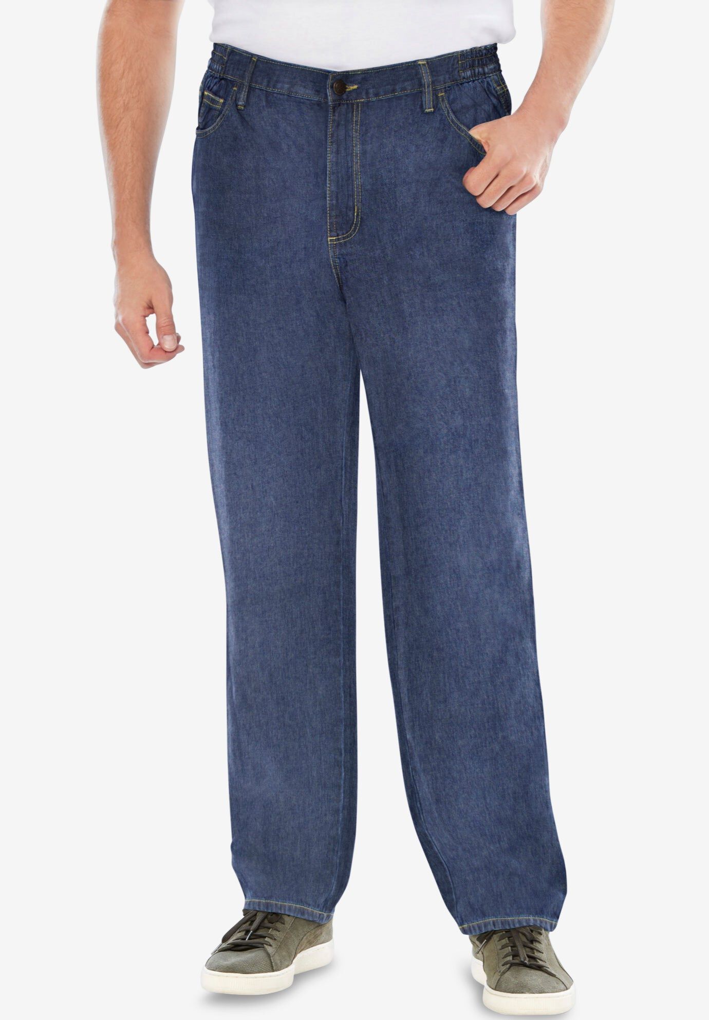 Lightweight Comfort Side-Elastic 5-Pocket Jeans