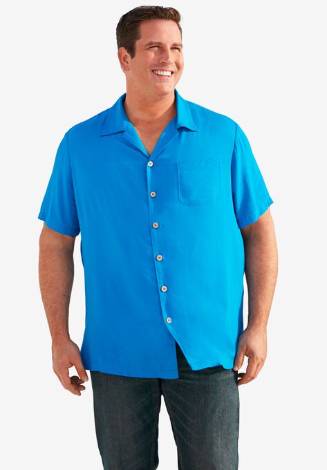 KS Island Solid Rayon Short-Sleeve Shirt, , alternate image number null