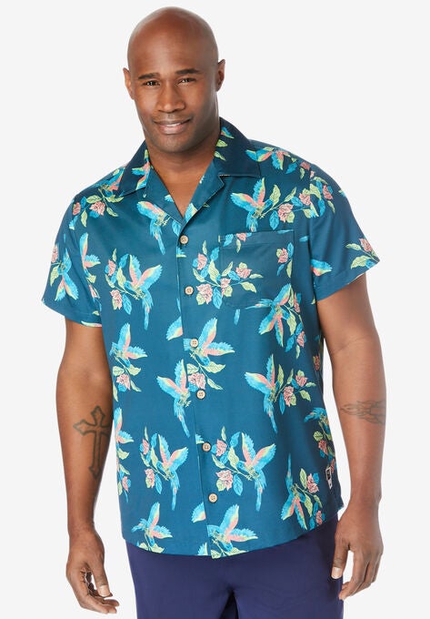 4-Way Stretch Button Down Shirt by Meekos, BIRDS OF PARADISE, hi-res image number null