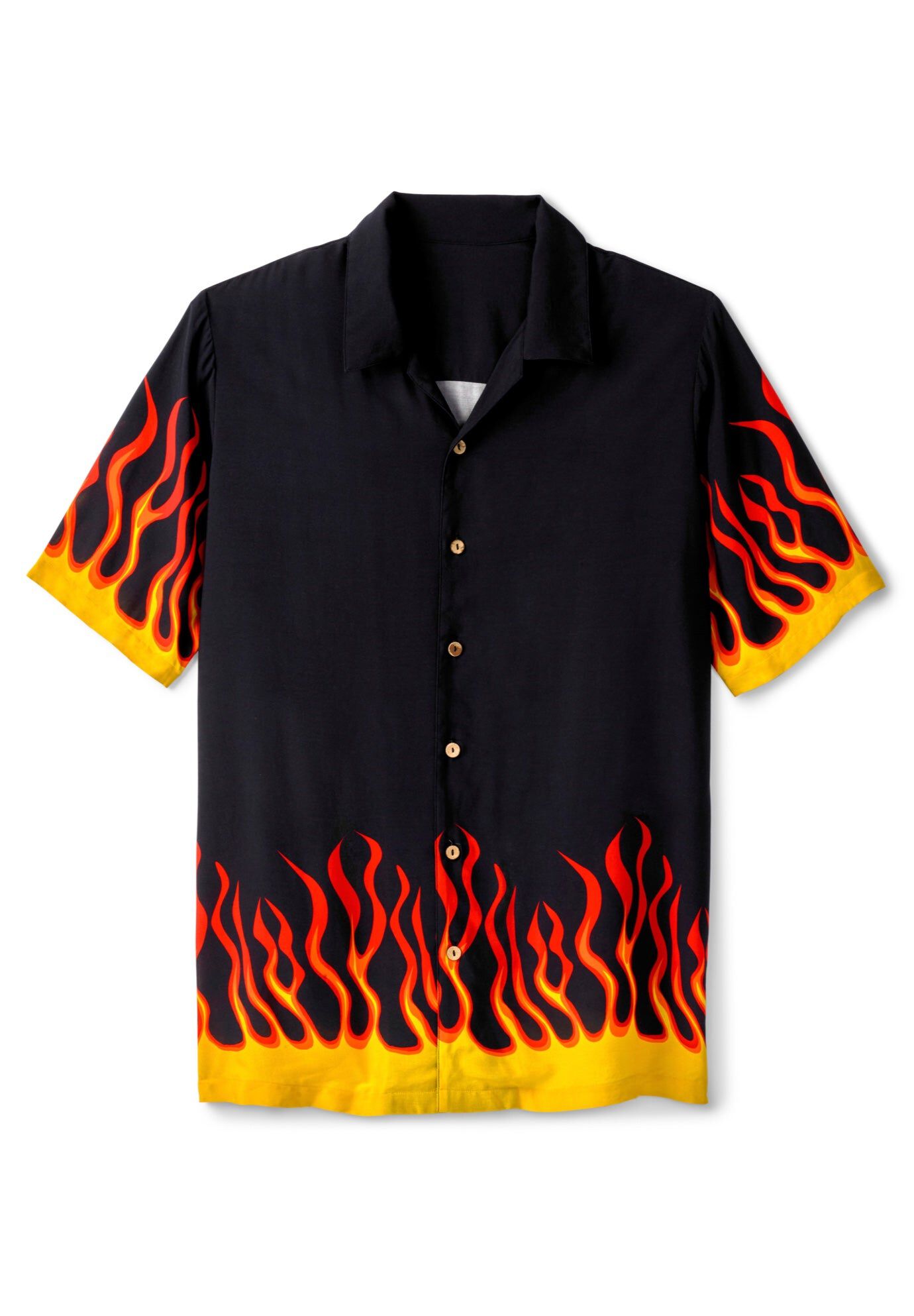 Printed Camp Shirt, FLAMES, hi-res image number 0