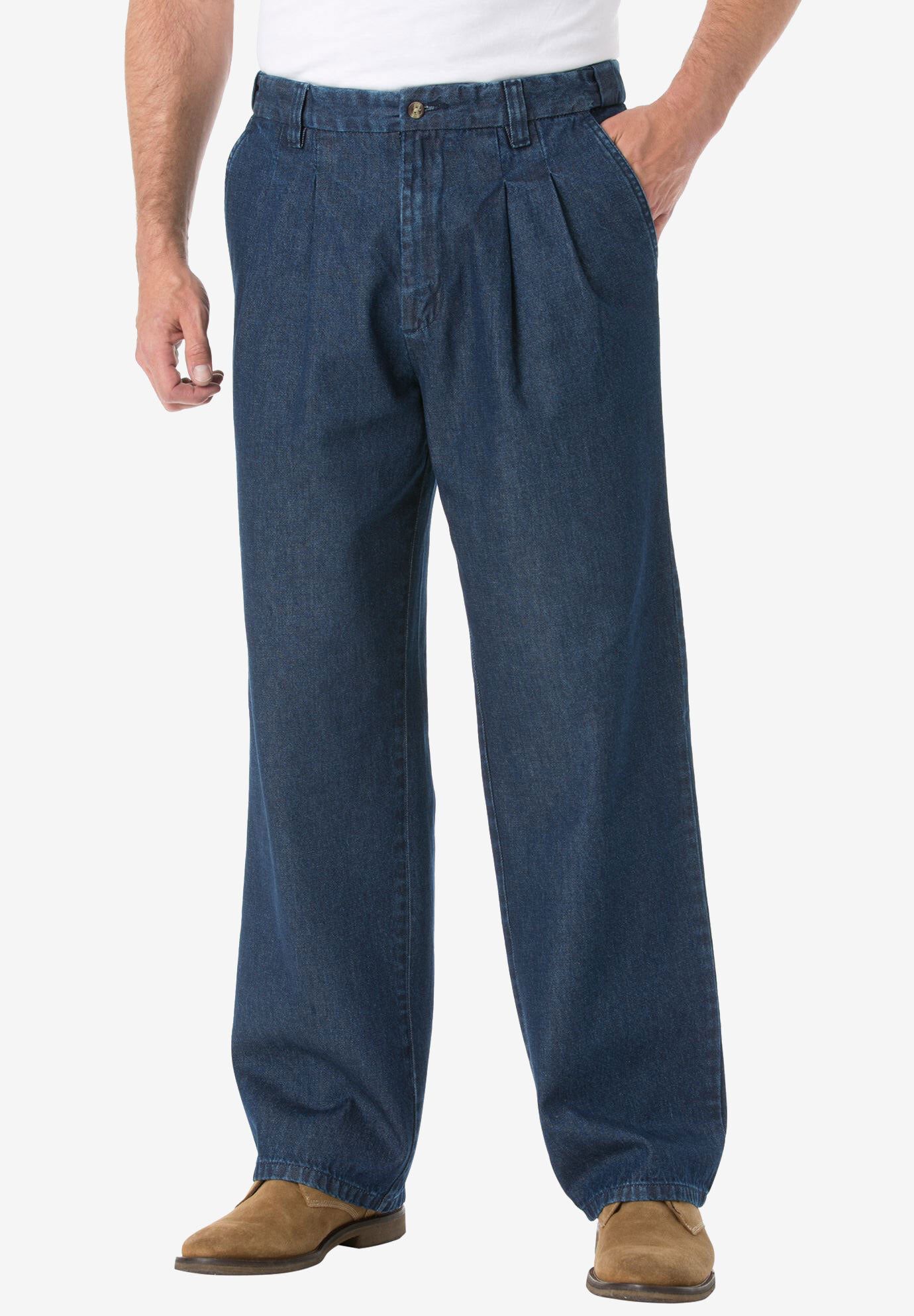Relaxed Fit Comfort Waist Pleat-Front Expandable Jeans