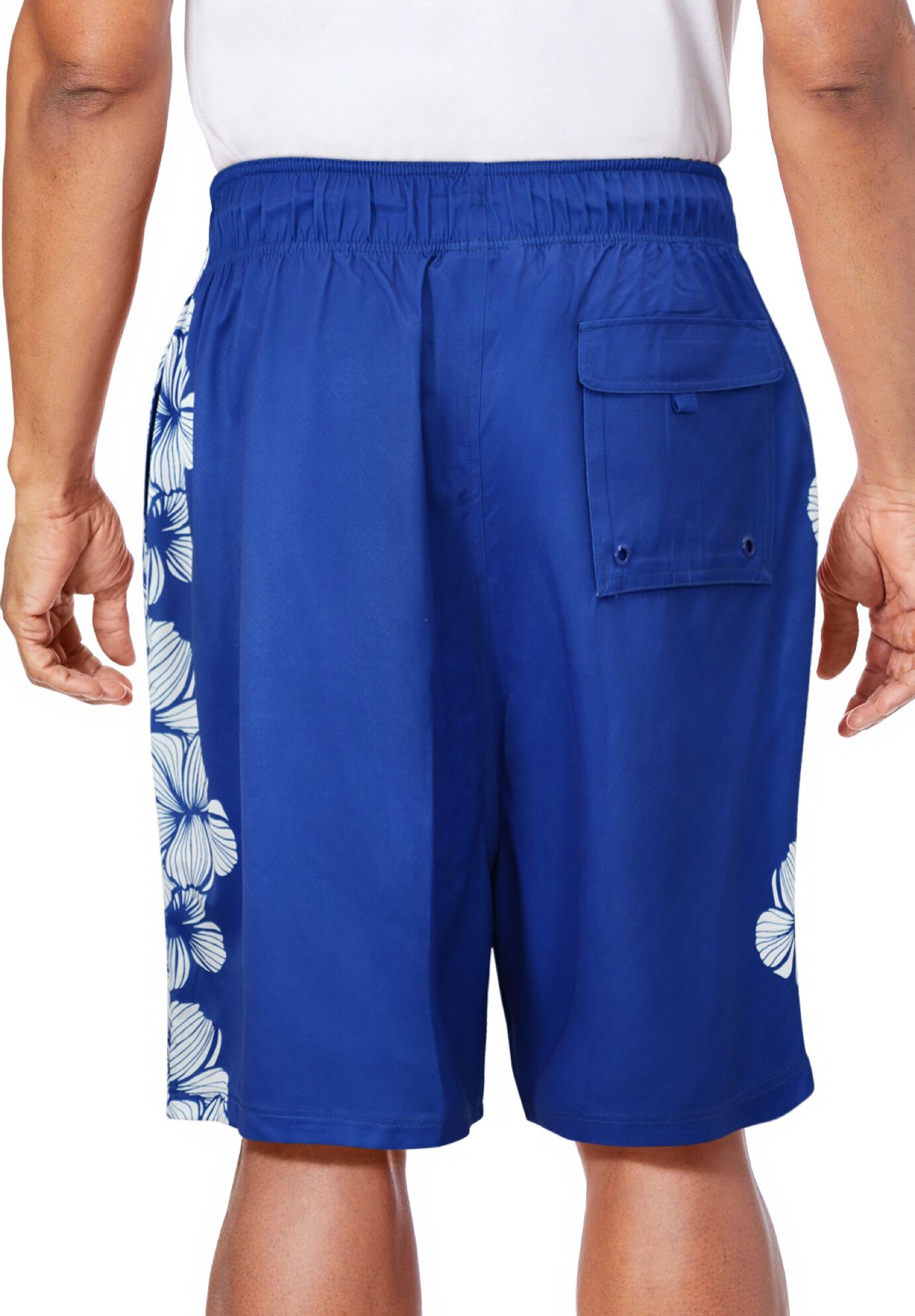 Basic 8 inches 4-way Flex Swim Trunk, BLUE HAWAIIAN FLORAL, alternate image number 3