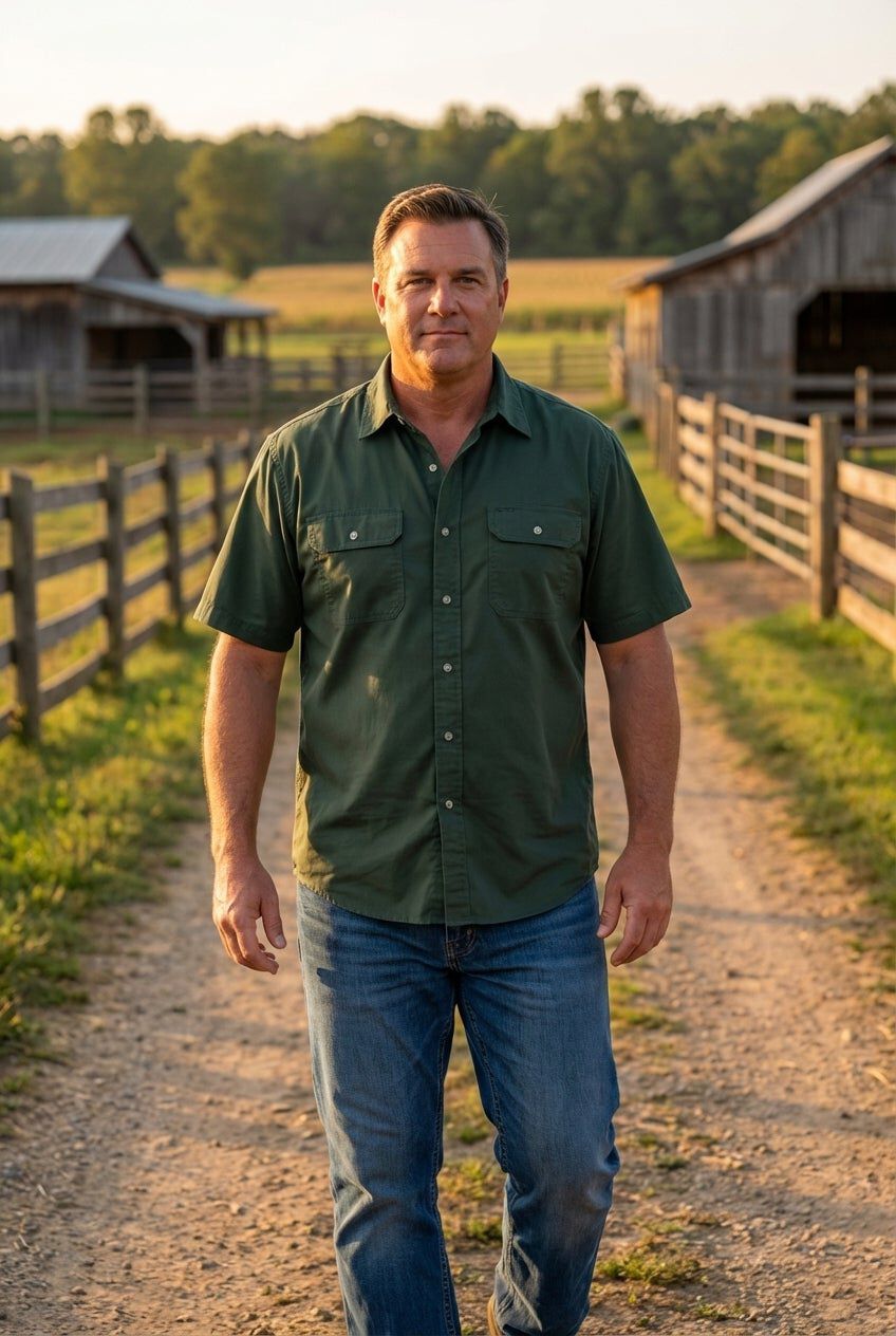 Short Sleeve Denim and Twill Shirt, FOREST GREEN, hi-res image number 0
