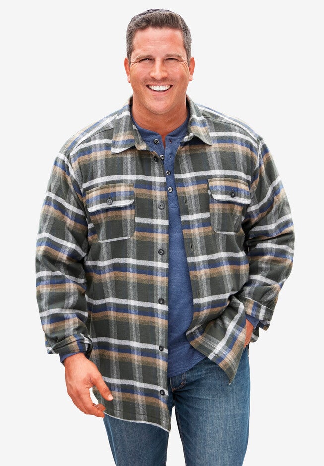 Fleece-Lined Flannel Shirt Jacket, , alternate image number null