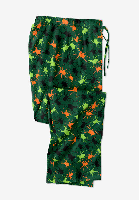 Flannel Novelty Pajama Pants, NEON SPIDERS, hi-res image number null