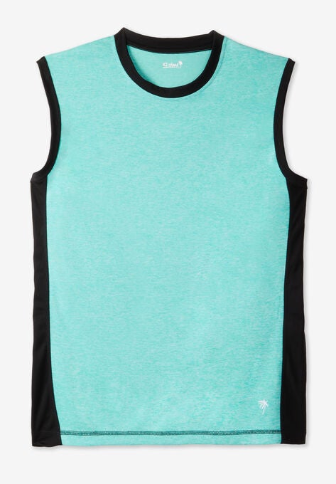 KS Island™ Muscle Swim Shirt, HEATHER TIDAL GREEN BLACK, hi-res image number null