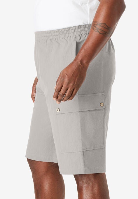 Full Elastic Waist Gauze Cargo Shorts, , alternate image number null