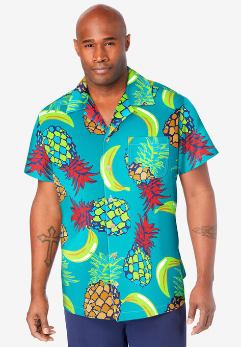 4-Way Stretch Button Down Shirt by Meekos, PINEAPPLE BANANA, hi-res image number null