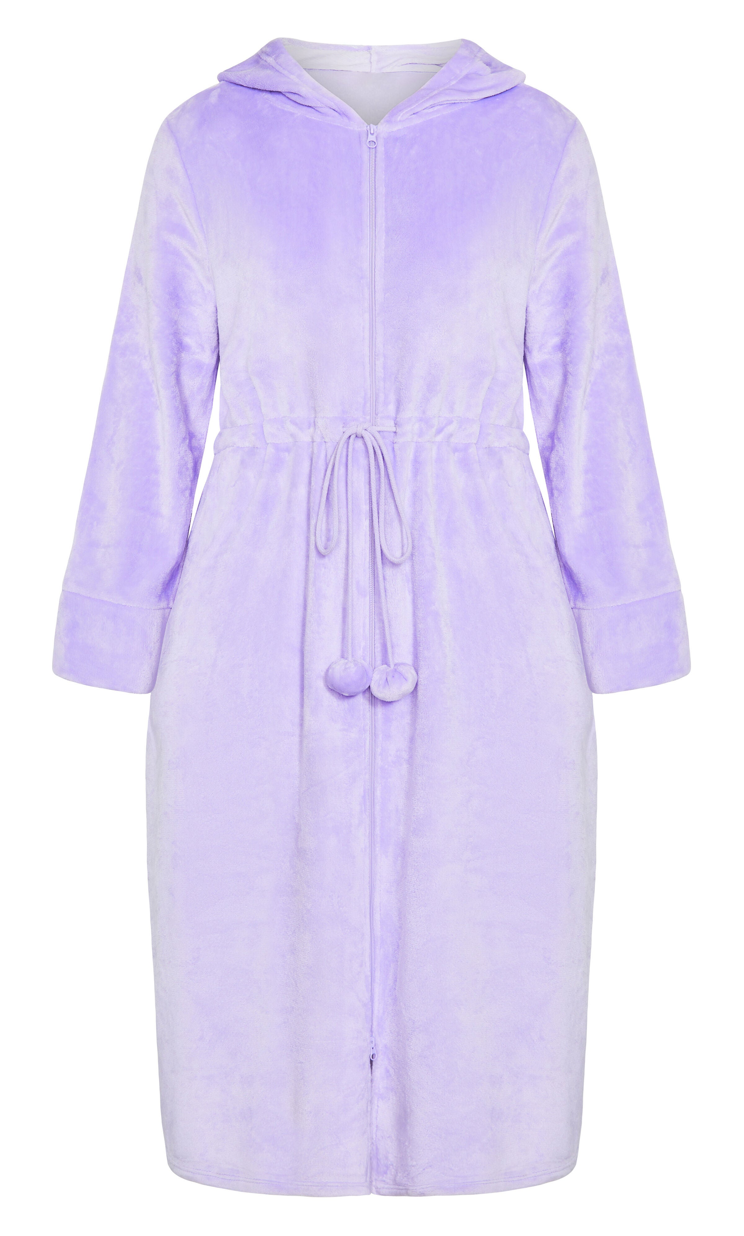 Zip Front Plain Robe - lavender, , alternate image number 3