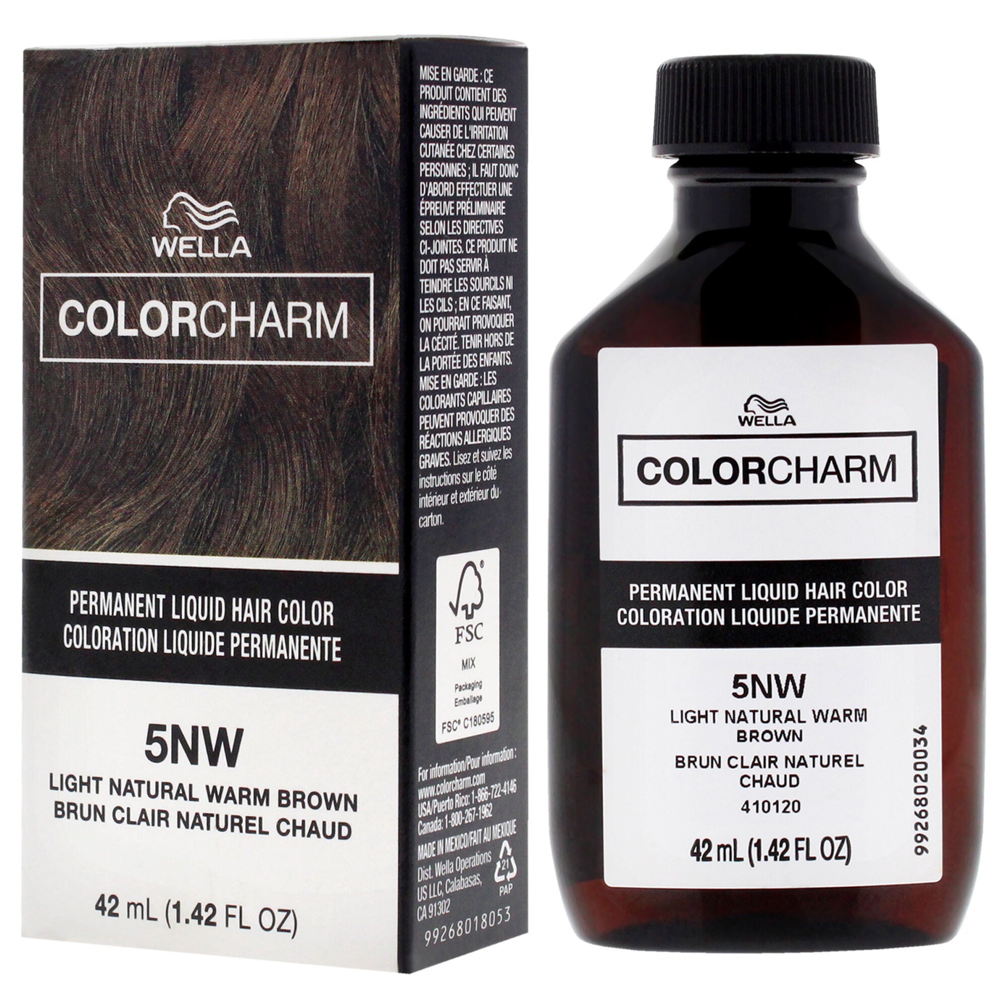 Color Charm Permanent Liquid Hair Color - 5NW Light Natural Warm Blonde by Wella for Unisex - 1.42 oz Hair Color, See Description, alternate image number 3
