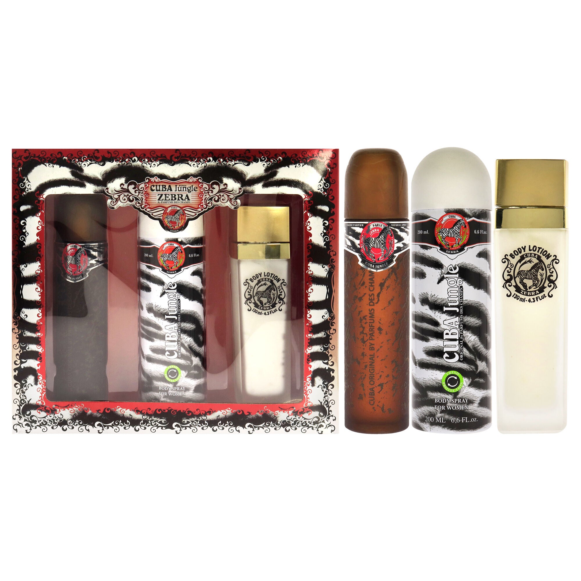 Cuba Jungle Zebra by Cuba for Women - 3 Pc Gift Set 3.3oz EDP Spray, 6.7oz Deodorant Body Spray, 4.3oz Body Lotion, , alternate image number 4
