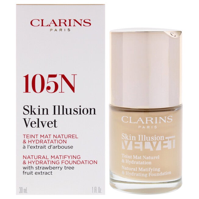 Skin Illusion Velvet Foundation - 105N Nude by Clarins for Women - 1 oz Foundation, See Description, hi-res image number 0