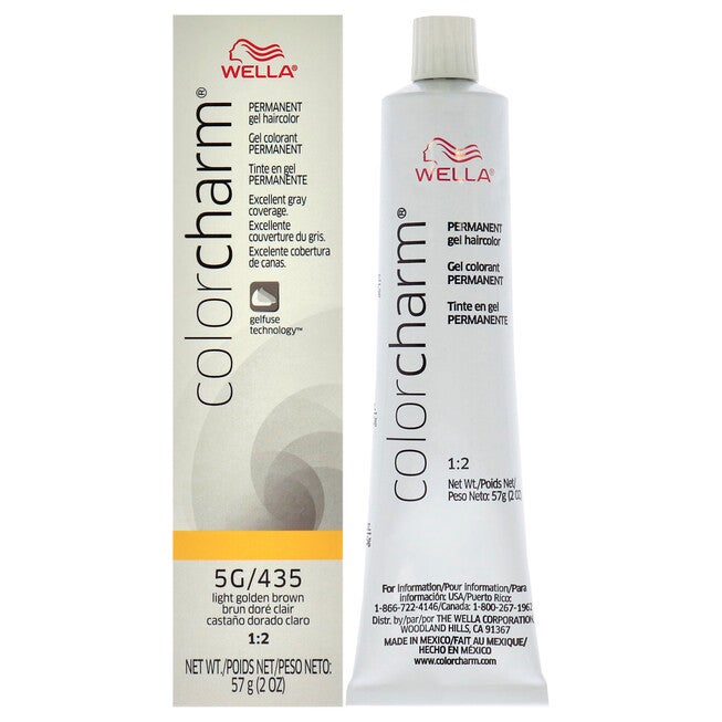 Color Charm Permanent Hair Color Gel - 435 5G Light Golden Brown by Wella for Unisex -2 oz Hair Color, NA, hi-res image number null