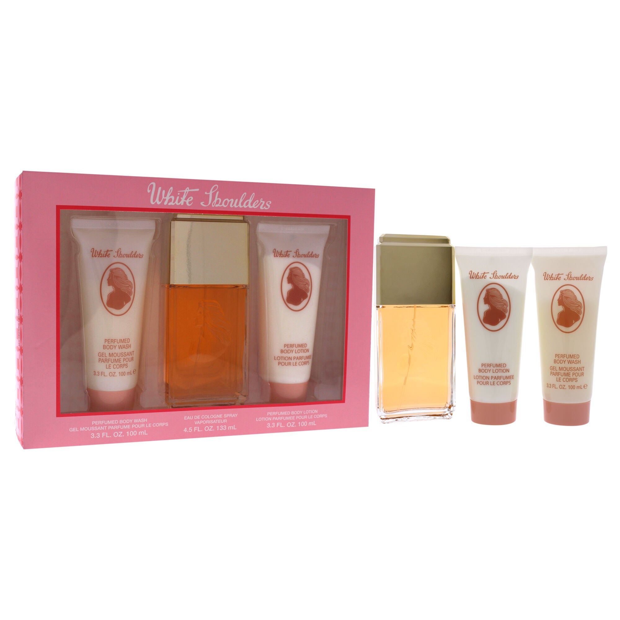 White Shoulders by Evyan for Women - 3 Pc Gift Set 4.5oz EDC Spray, 3.3oz Perfumed Body Lotion, 3.3oz Perfumed Body Wash, See Description, alternate image number 1