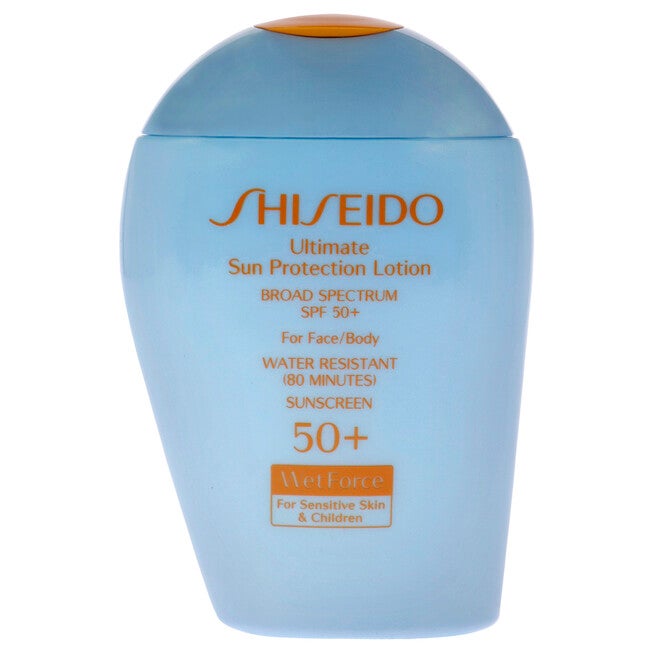 Ultimate Sun Protection Lotion WetForce SPF 50 for Sensitive Skin and Children by Shiseido for Unisex - 3.3 oz Sunscreen, , alternate image number null