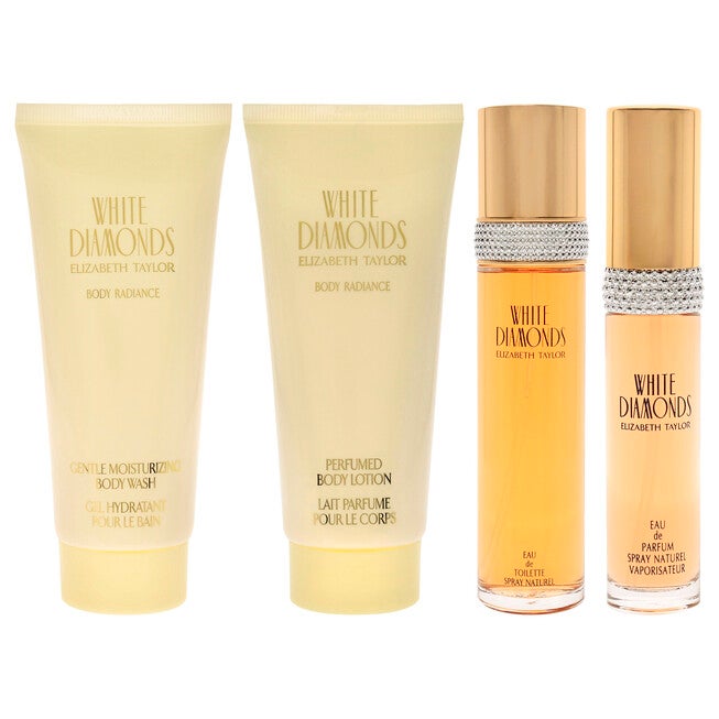 White Diamonds by Elizabeth Taylor for Women - 4 Pc Gift Set 3.3oz EDT Spray, 3.3oz Body Lotion, 3.3oz Body Wash, 15ml EDP Spray Mini, , alternate image number null