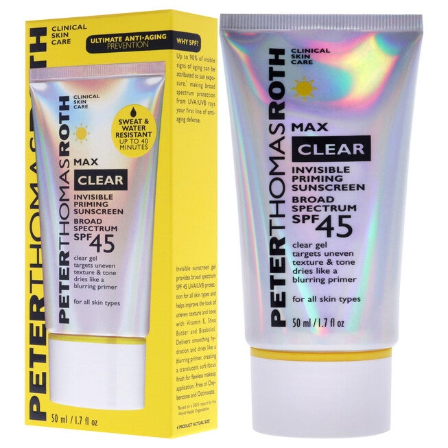 Clear Invisible Priming Sunscreen SPF 45 by Peter Thomas Roth for Unisex - 1.7 oz Sunscreen, , alternate image number null