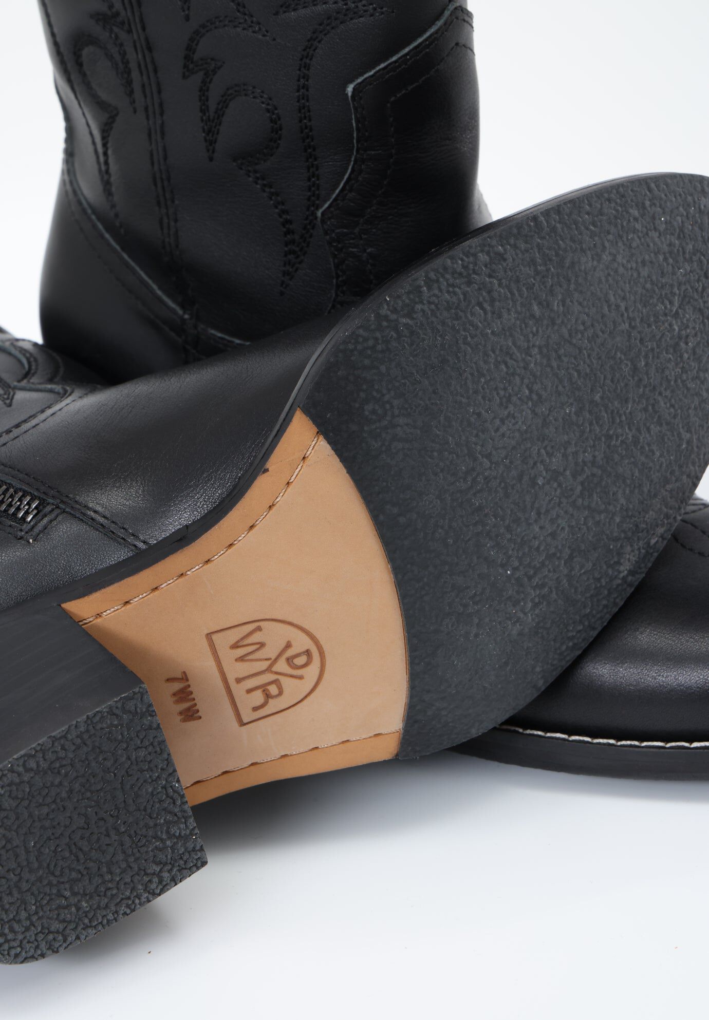 Dolly Western Embroidered Leather Mid Calf Boots, Black / Black, alternate image number 3