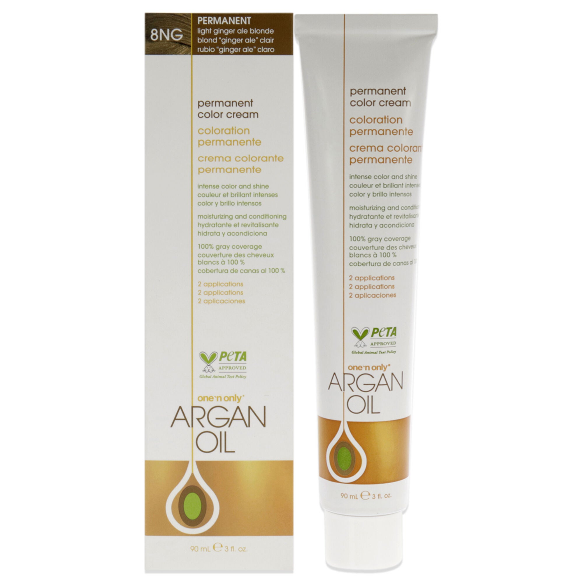 Argan Oil Permanent Color Cream - 8NG Light Ginger Ale Blonde by One n Only for Unisex - 3 oz Hair Color, See Description, hi-res image number 0
