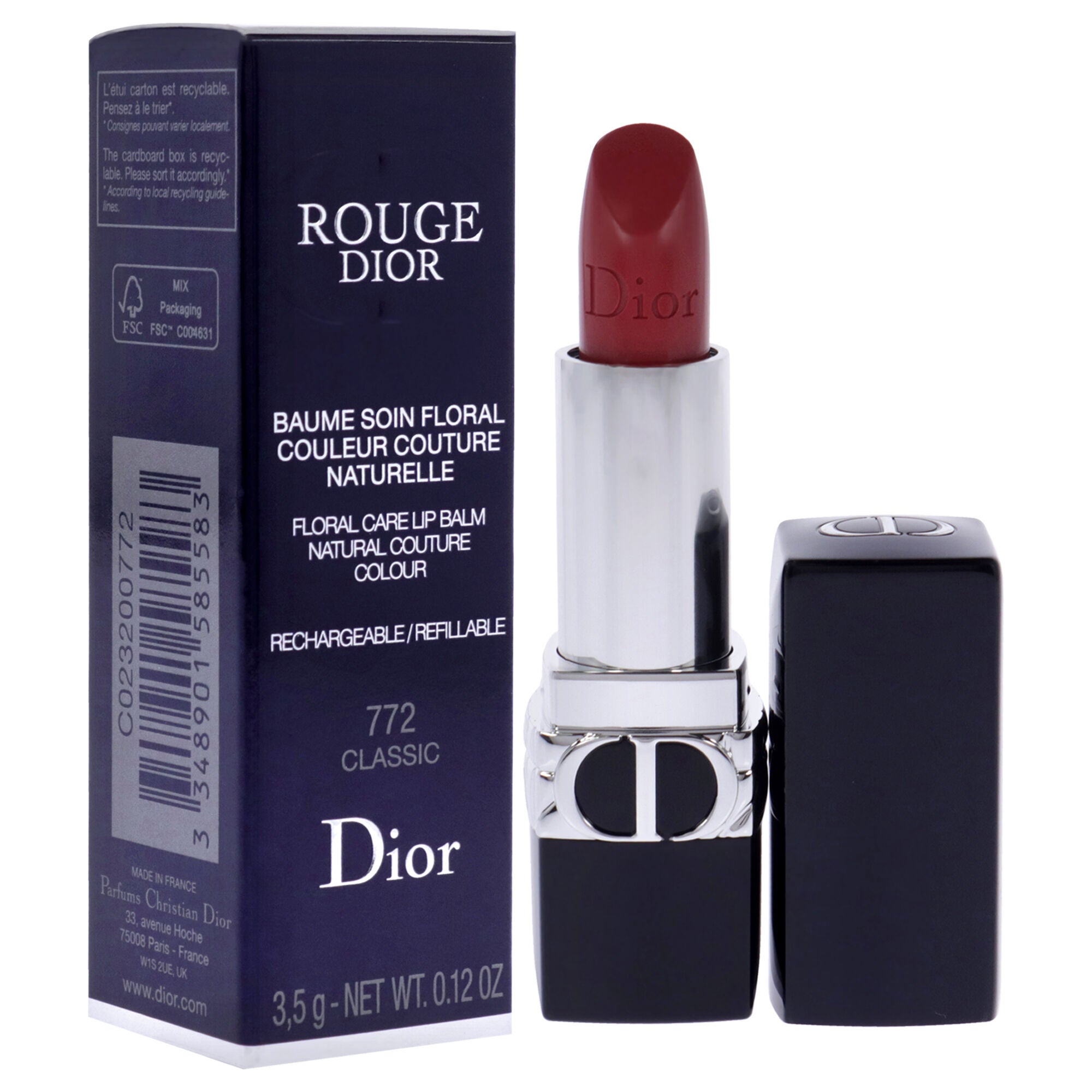 Rouge Dior Floral Care Lip Balm Satin - 772 Classic by Christian Dior for Women - 0.12 oz Lip Balm (Refillable), , alternate image number 6