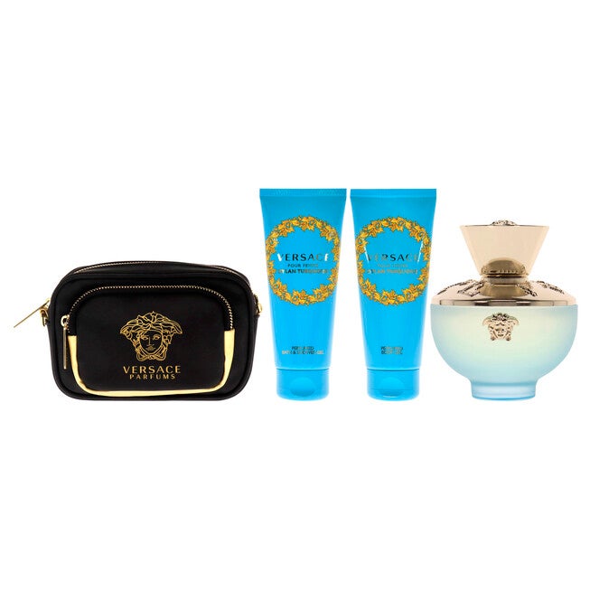 Dylan Turquoise Pour Femme by Versace for Women - 4 Pc Gift Set 3.4oz EDT Spray, 3.4oz Perfumed Body Gel, 3.4oz Perfumed Bath and Shower Gel, Pouch, , alternate image number null