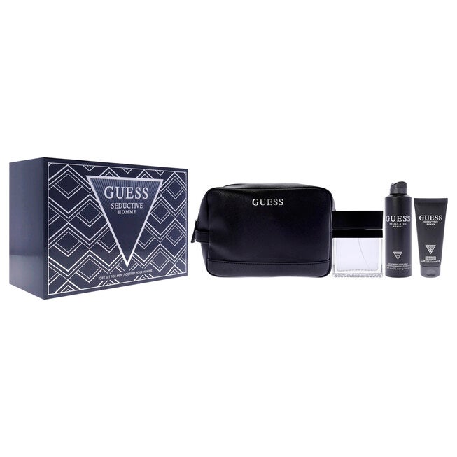 Seductive Homme by Guess for Men - 4 Pc Gift Set 3.4oz EDT Spray, 6oz Deodorant Body Spray, 3.4oz Shower Gel, Pouch, NA, alternate image number null