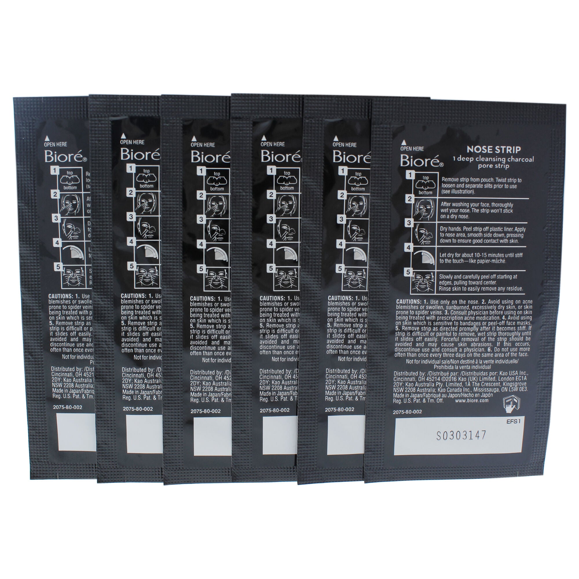 Deep Cleansing Charcoal Pore Strips by Biore for Unisex - 6 Pc Pore Strips, See Description, alternate image number 3