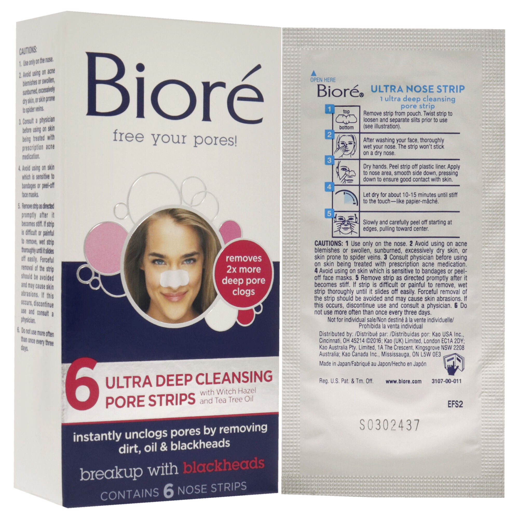 Ultra Deep Cleansing Pore Strips by Biore for Unisex - 6 Pc Pore Strips, See Description, alternate image number 1