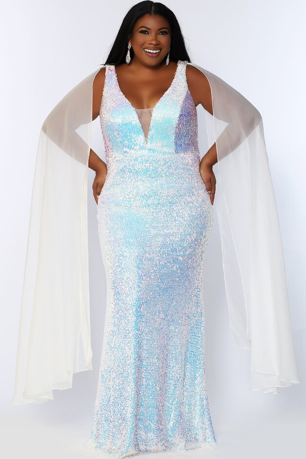 Aurora Plus Size Pageant Gown Floor Length Sequin Dress