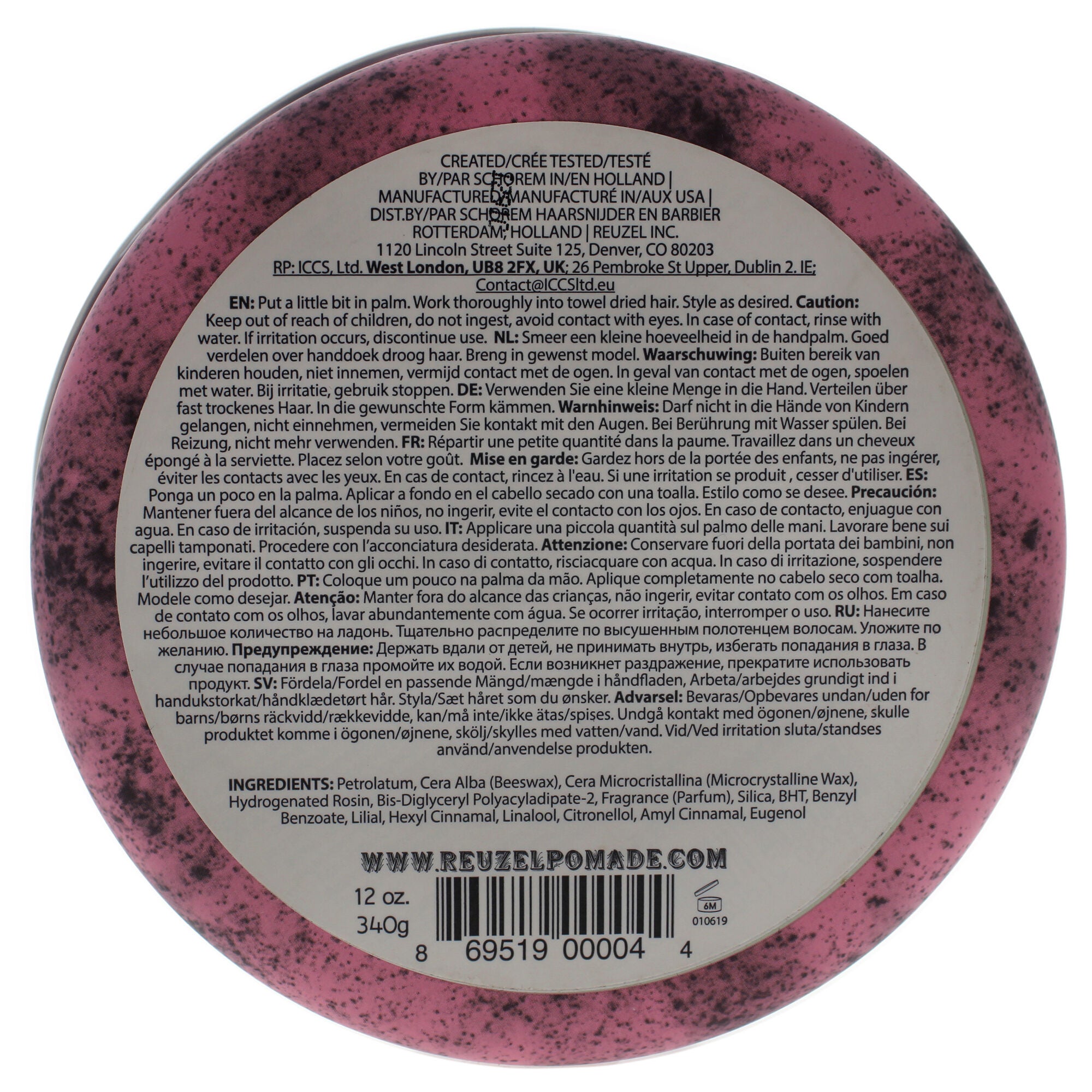 Pink Grease Heavy Hold Pomade by Reuzel for Men - 12 oz Pomade - Pack of 6, See Description, alternate image number 1