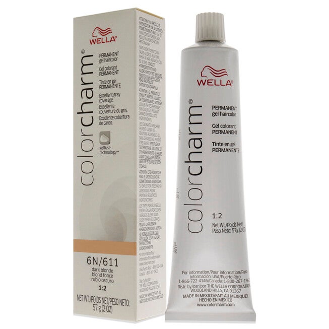 Color Charm Permanent Hair Color Gel - 611 6N Dark Blonde by Wella for Unisex - 2 oz Hair Color, , alternate image number null