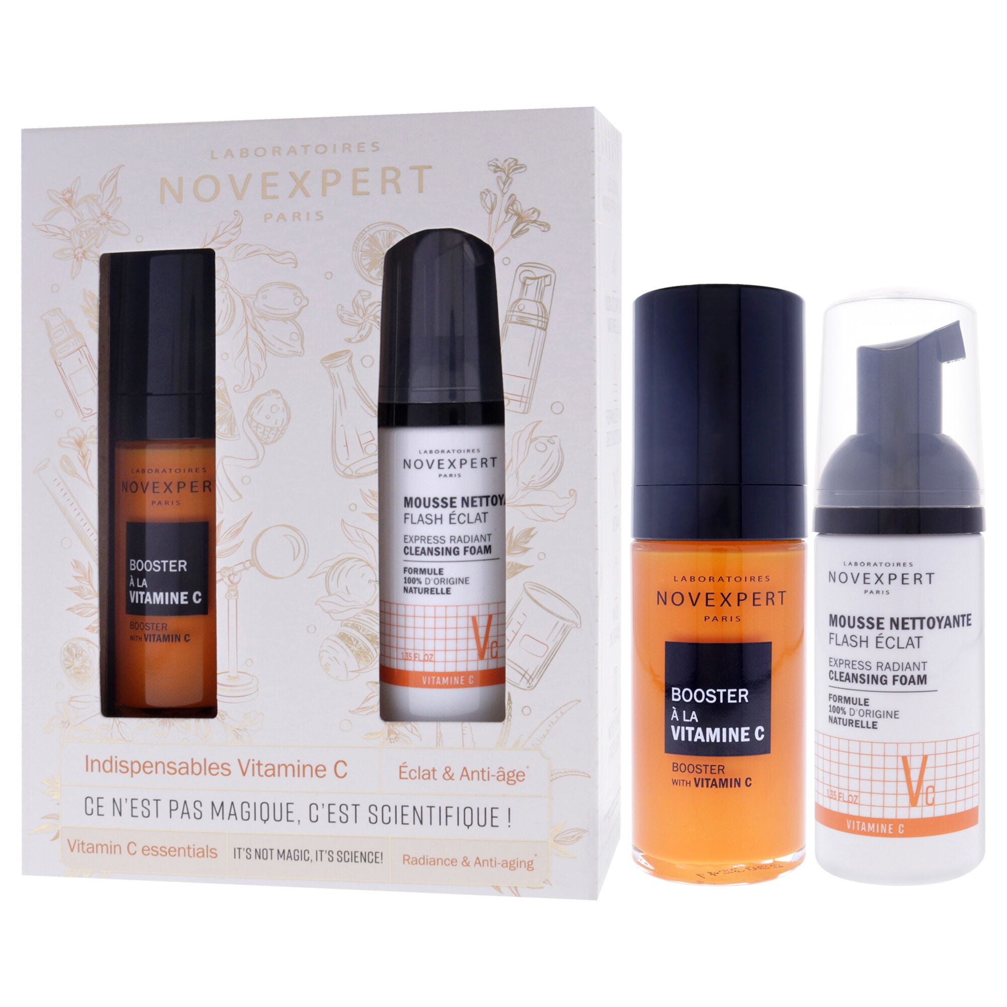 Vitamin C Essentials Set by Novexpert for Women - 2 Pc 1oz Boster with Vitamin C, 1.35oz Express Radiant Cleansing Foam, See Description, alternate image number 3