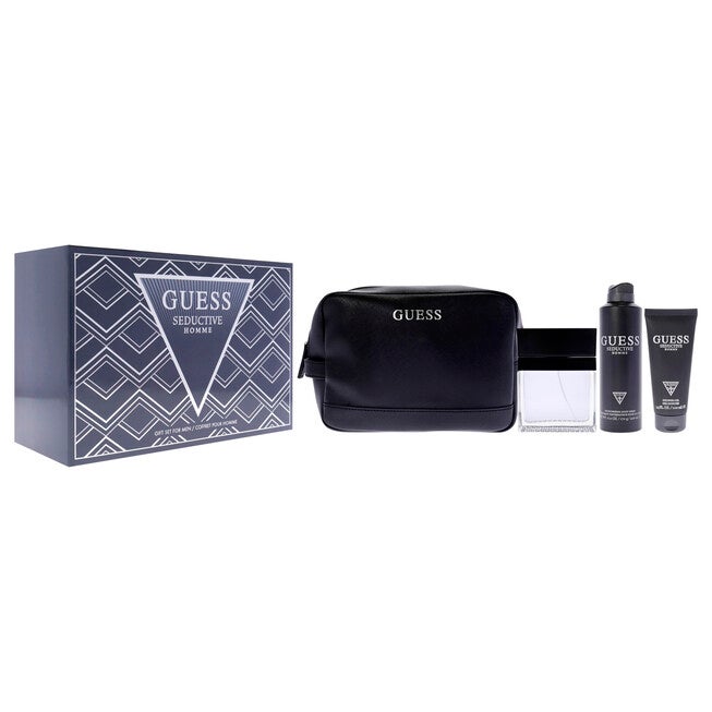 Seductive Homme by Guess for Men - 4 Pc Gift Set 3.4oz EDT Spray, 6oz Deodorant Body Spray, 3.4oz Shower Gel, Pouch, , alternate image number null